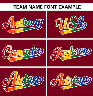 Custom Crimson LGBT Rainbow For Pride Month Raglan Sleeves Authentic Baseball Jersey