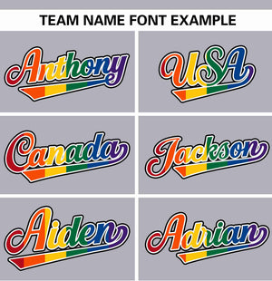 Custom Gray LGBT Rainbow For Pride Month Raglan Sleeves Authentic Baseball Jersey