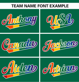 Custom Kelly Green LGBT Rainbow For Pride Month Raglan Sleeves Authentic Baseball Jersey