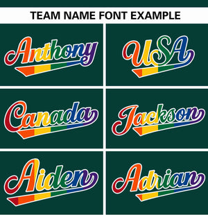 Custom Midnight Green LGBT Rainbow For Pride Month Raglan Sleeves Authentic Baseball Jersey