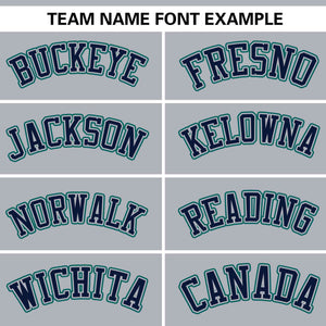 Custom Gray Navy-Aqua Personalized Side Two-Tone Design Authentic Baseball Jersey