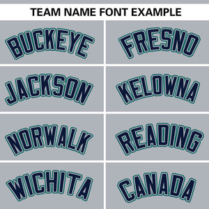 Custom Gray Navy-Aqua Personalized Side Two-Tone Design Authentic Baseball Jersey