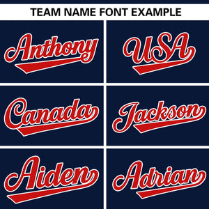 Custom Navy Red-White Personalized Side Two-Tone Design Authentic Baseball Jersey