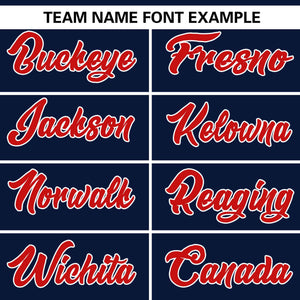 Custom Navy Red-White Personalized Side Two-Tone Design Authentic Baseball Jersey