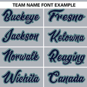 Custom Gray Navy-Aqua Personalized Side Two-Tone Design Authentic Baseball Jersey