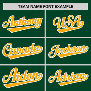 Custom Green Yellow-White Stripe Fashion Raglan Sleeves Authentic Baseball Jersey