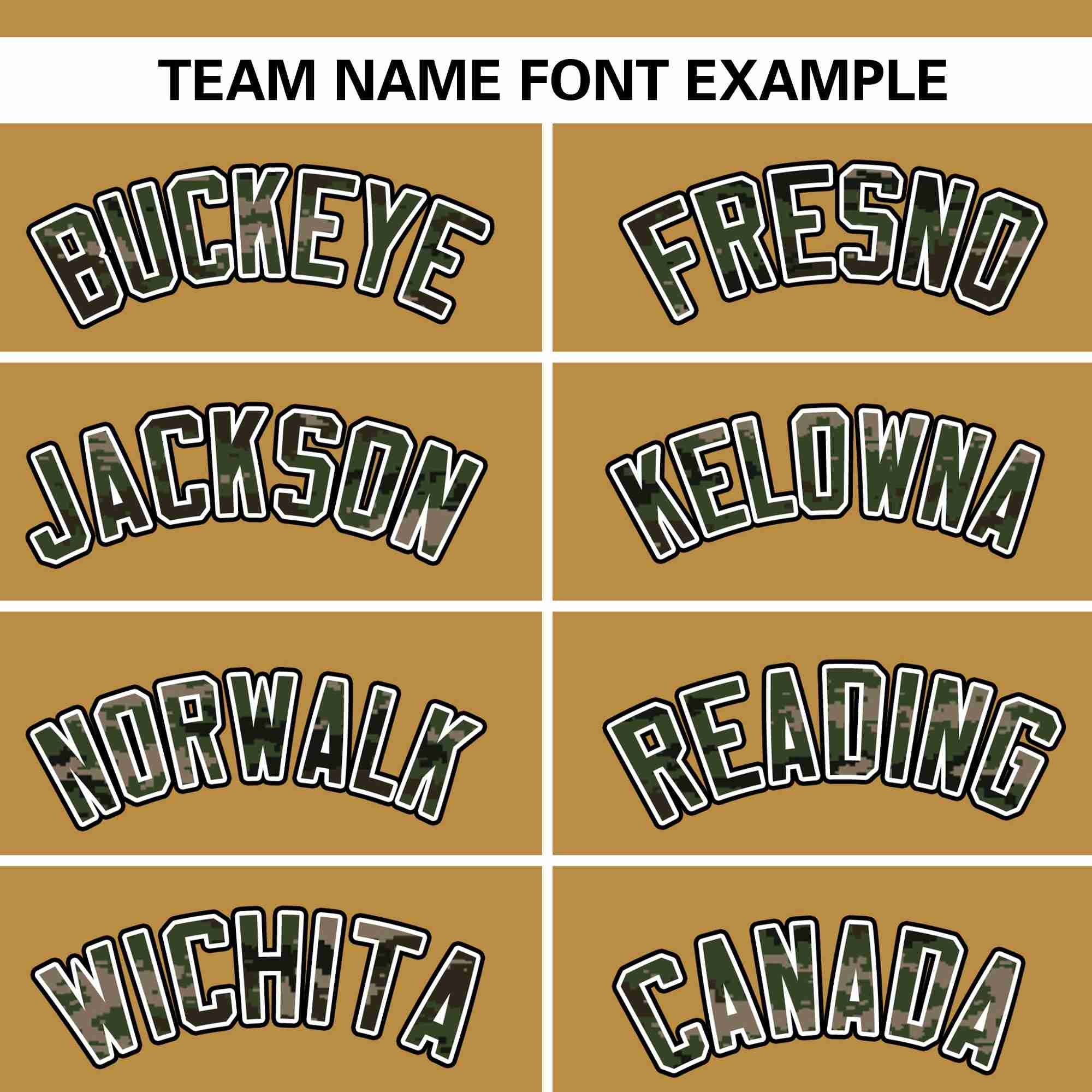 Custom Old Gold Personalized Camo Font Authentic Baseball Jersey