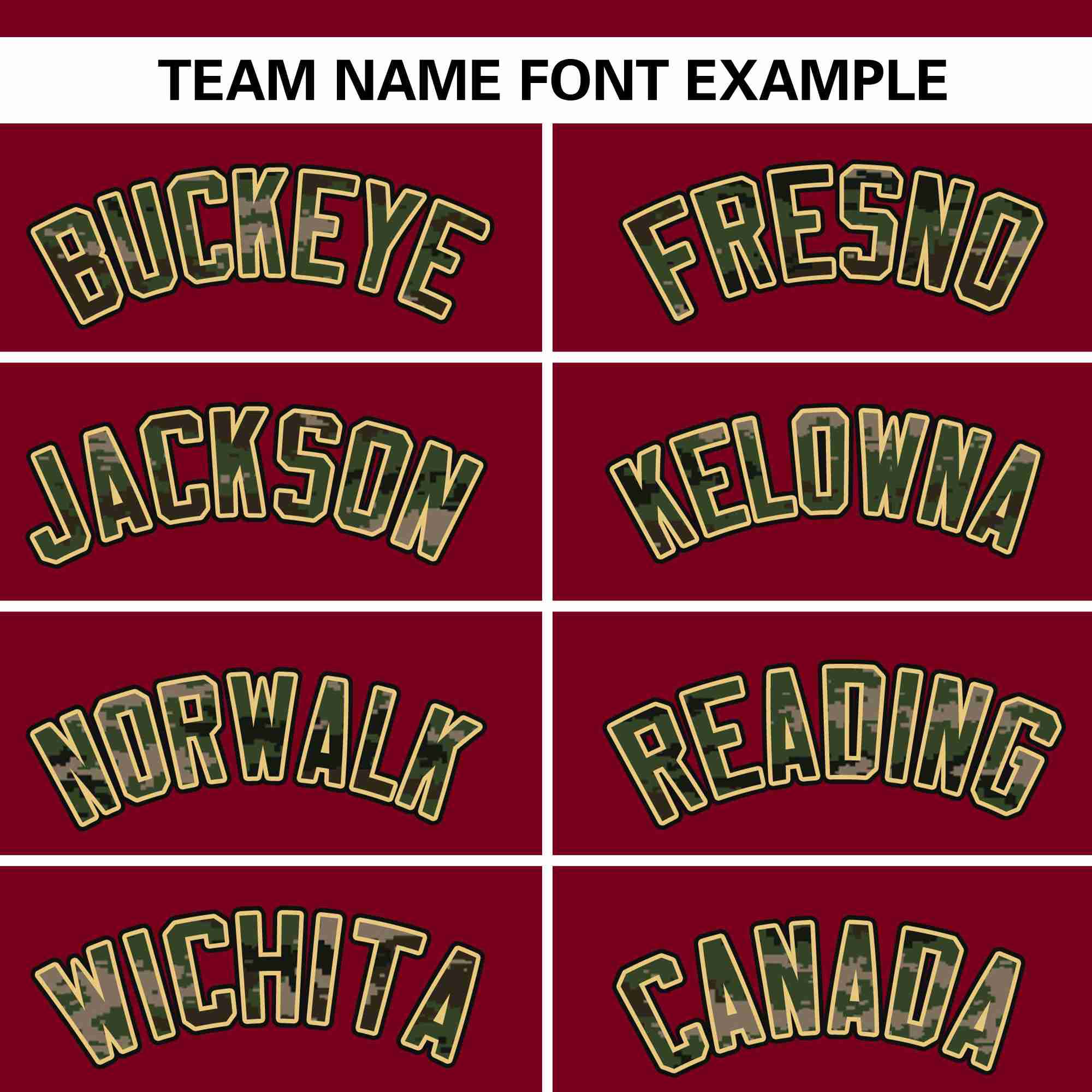 Custom Crimson Personalized Camo Font Authentic Baseball Jersey