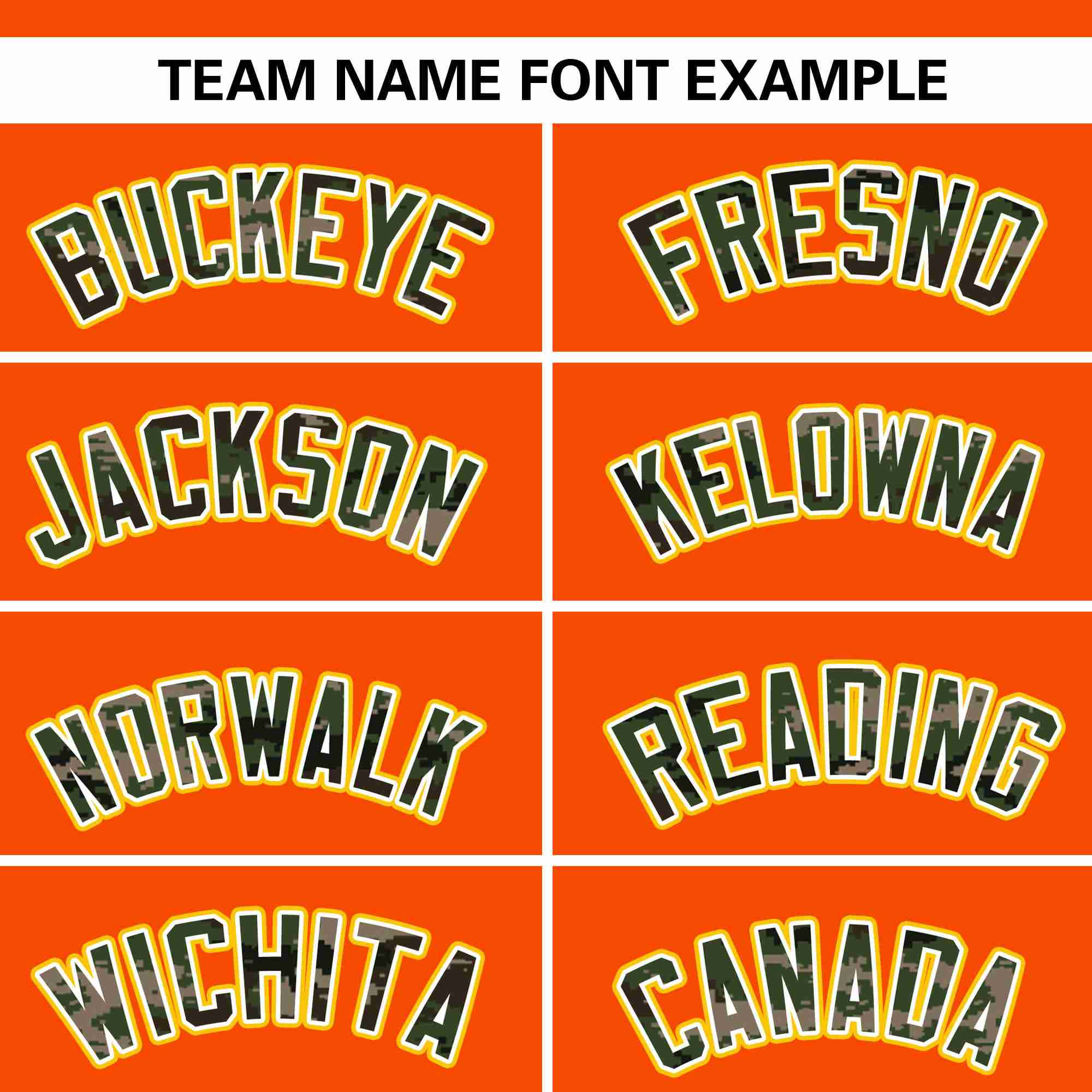 Custom Orange Personalized Camo Font Authentic Baseball Jersey