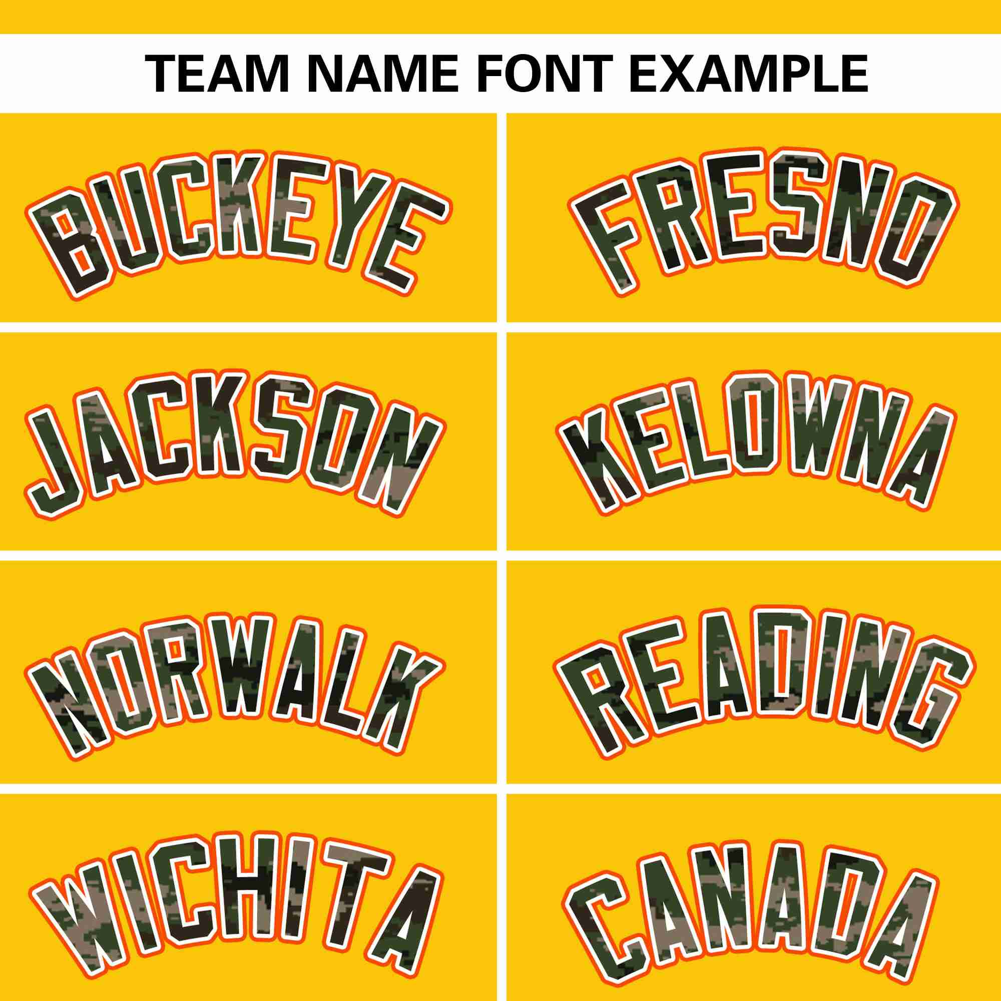 Custom Gold Personalized Camo Font Authentic Baseball Jersey