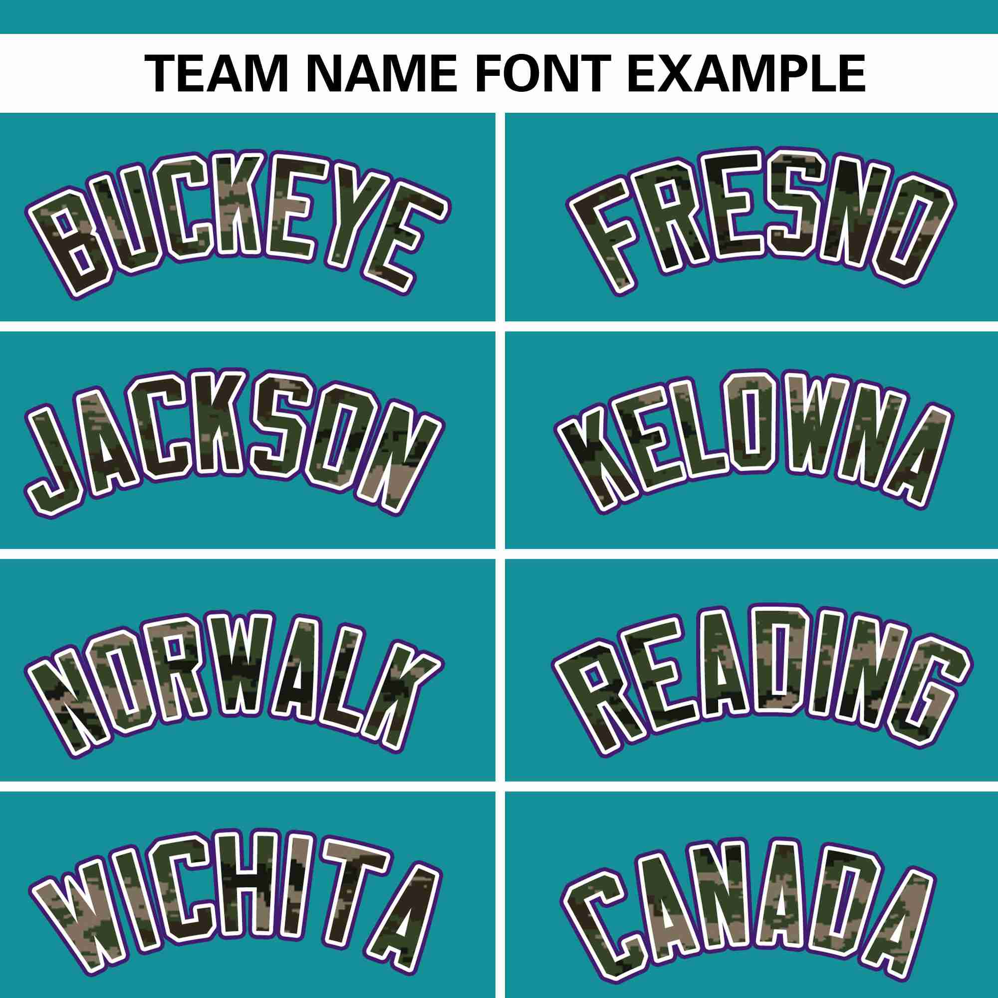 Custom Teal Personalized Camo Font Authentic Baseball Jersey