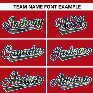 Custom Red Personalized Camo Font Authentic Baseball Jersey