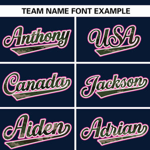 Custom Navy Personalized Camo Font Authentic Baseball Jersey