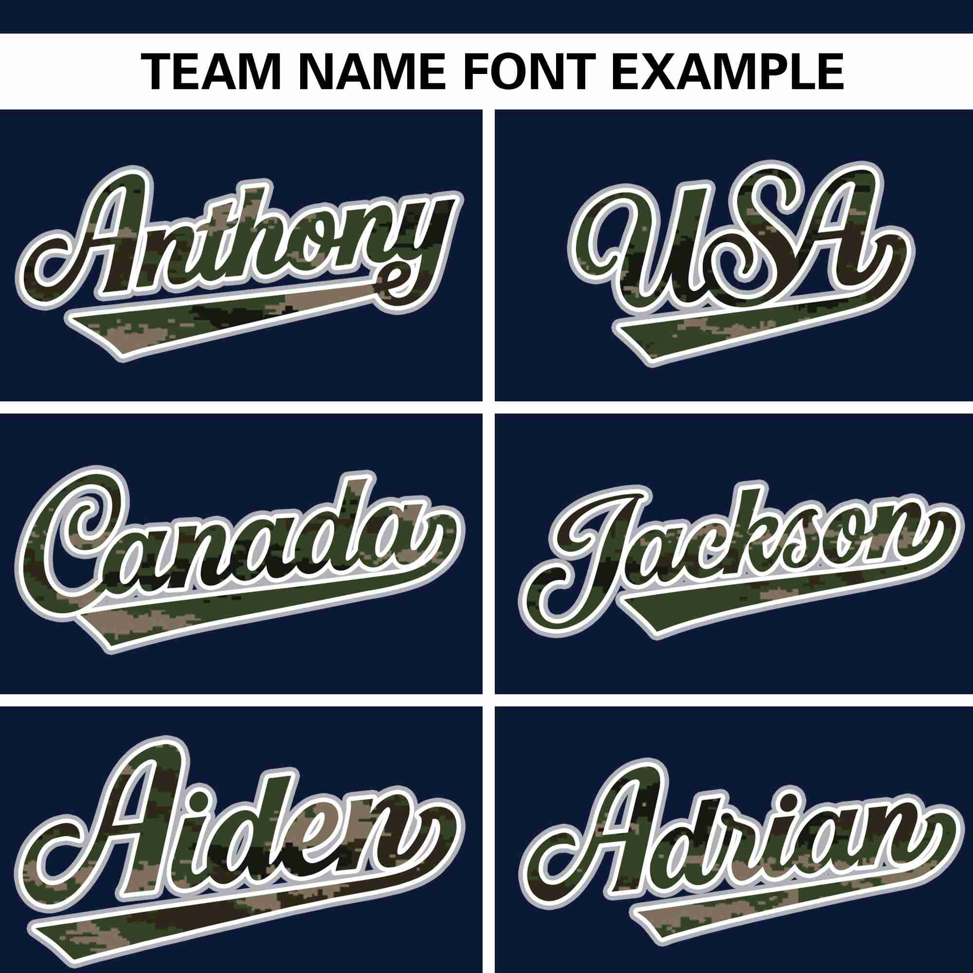 Custom Navy Personalized Camo Font Authentic Baseball Jersey