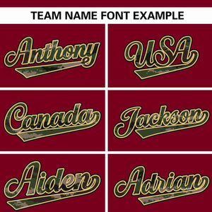 Custom Crimson Personalized Camo Font Authentic Baseball Jersey