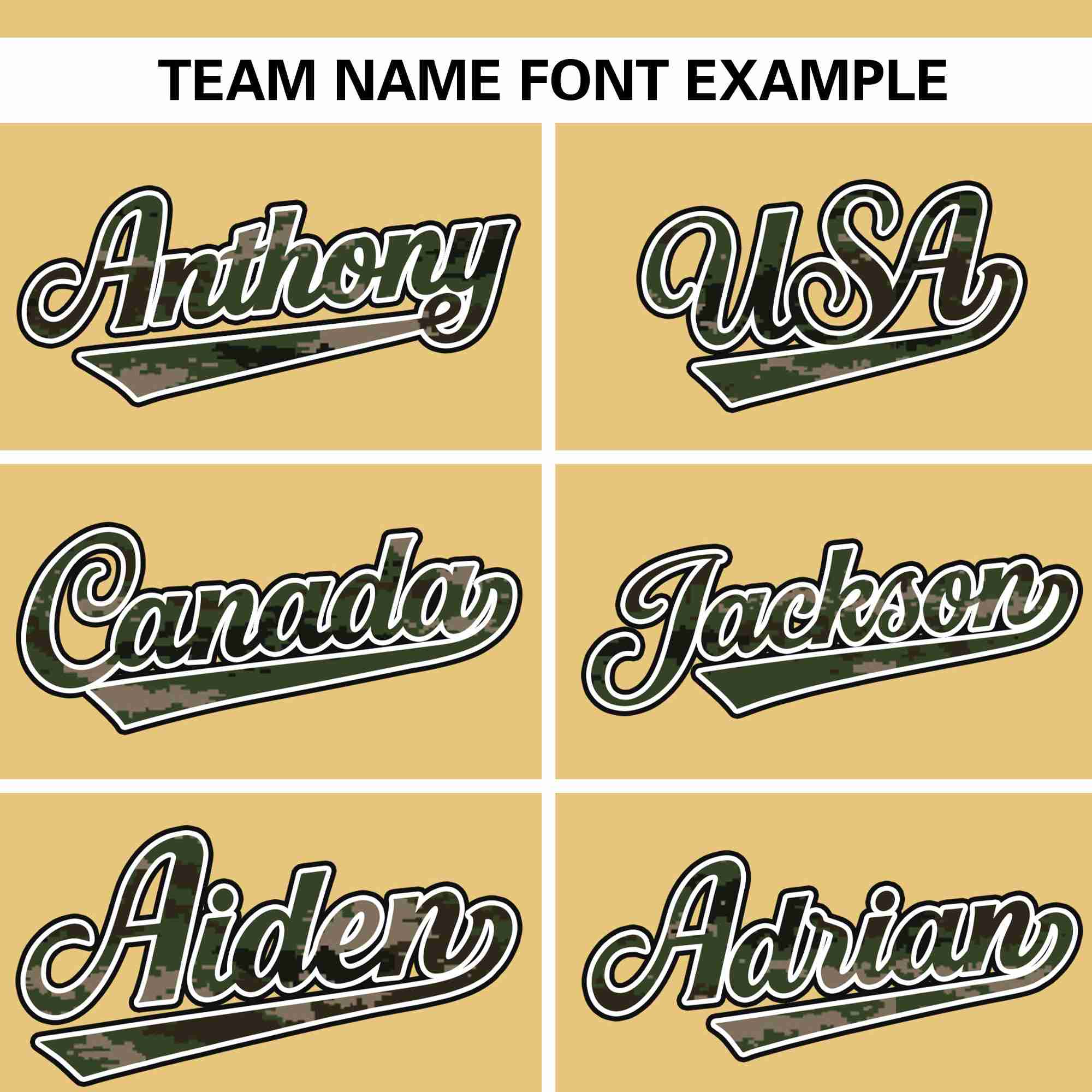 Custom Khaki Personalized Camo Font Authentic Baseball Jersey