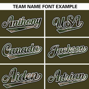 Custom Olive Personalized Camo Font Authentic Baseball Jersey