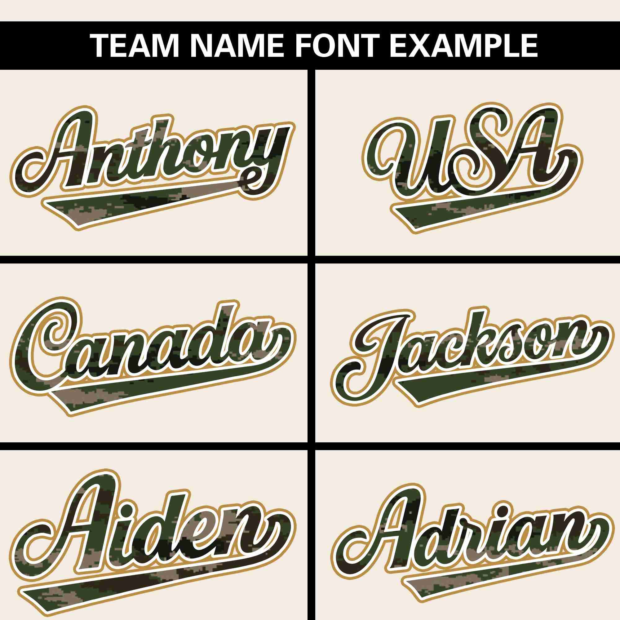 Custom Cream Personalized Camo Font Authentic Baseball Jersey