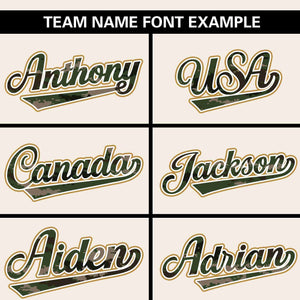 Custom Cream Personalized Camo Font Authentic Baseball Jersey