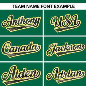 Custom Kelly Green Personalized Camo Font Authentic Baseball Jersey