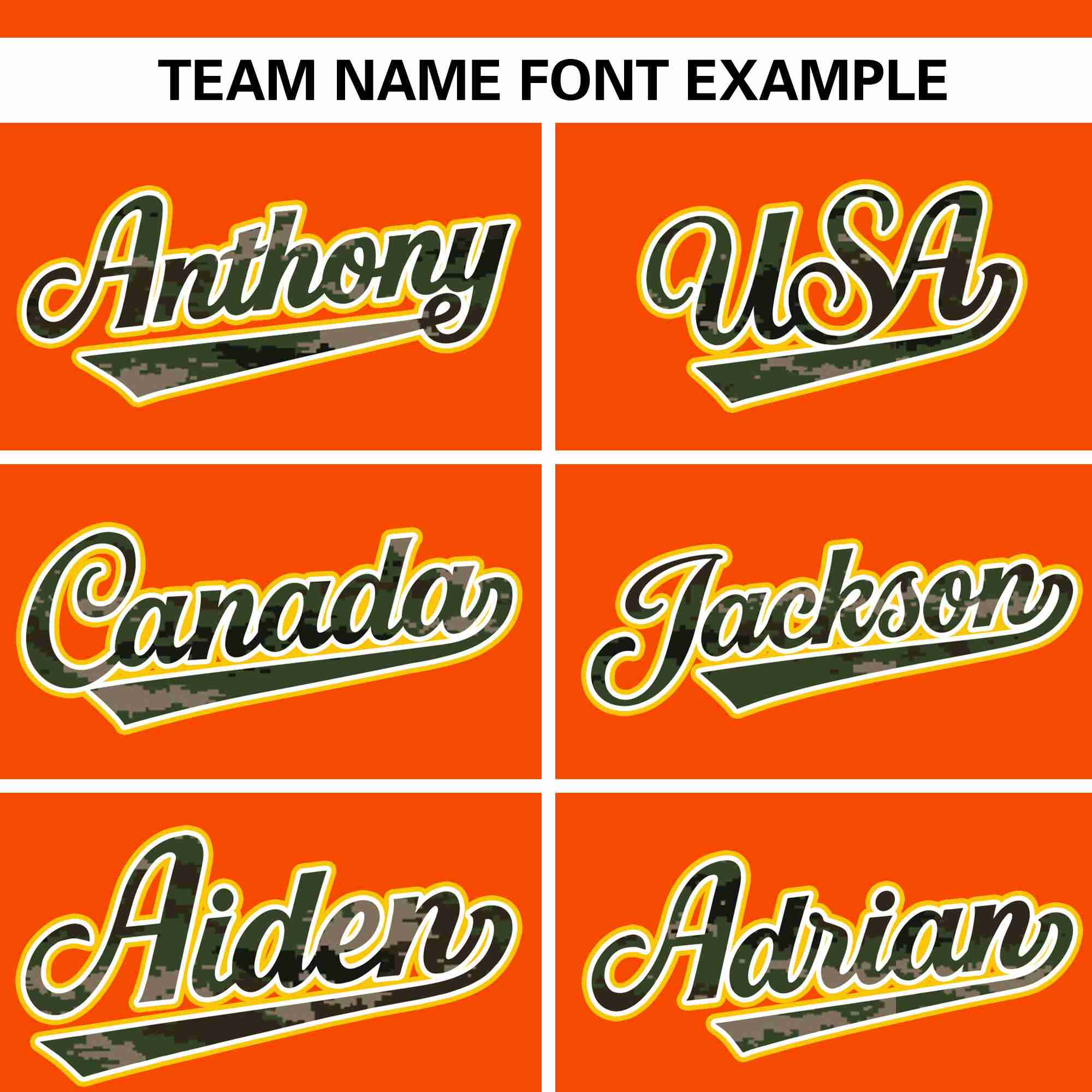 Custom Orange Personalized Camo Font Authentic Baseball Jersey