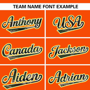 Custom Orange Personalized Camo Font Authentic Baseball Jersey