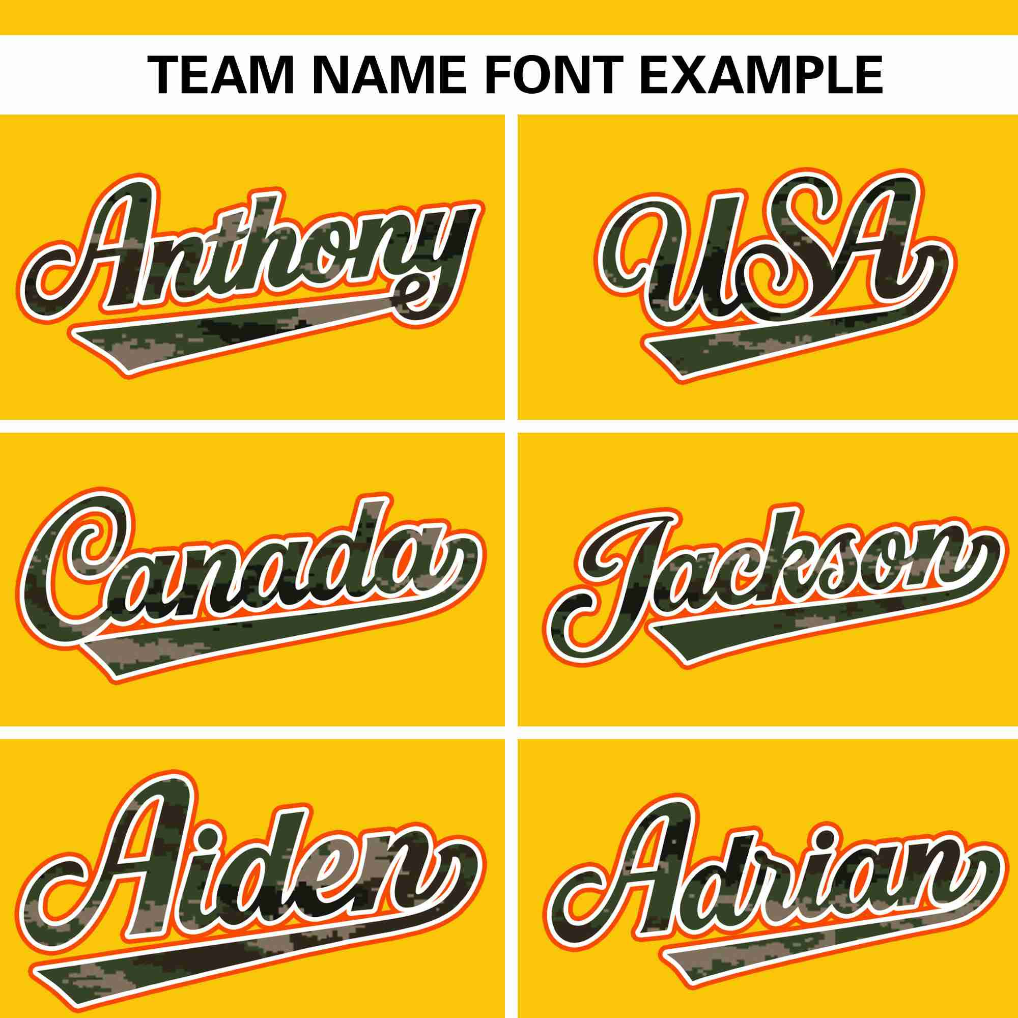 Custom Gold Personalized Camo Font Authentic Baseball Jersey