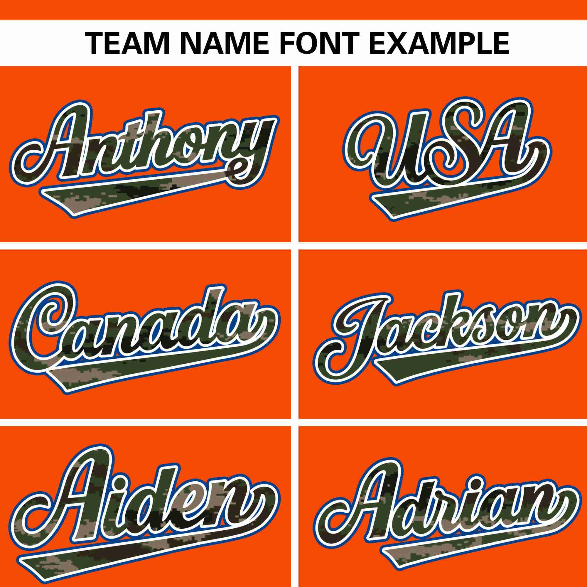 Custom Orange Personalized Camo Font Authentic Baseball Jersey