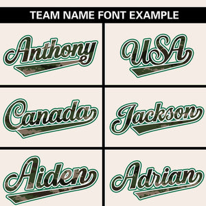 Custom Cream Personalized Camo Font Authentic Baseball Jersey