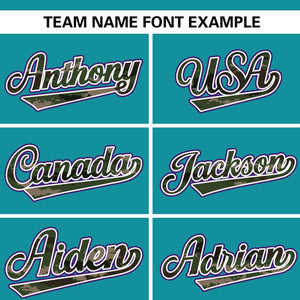 Custom Teal Personalized Camo Font Authentic Baseball Jersey