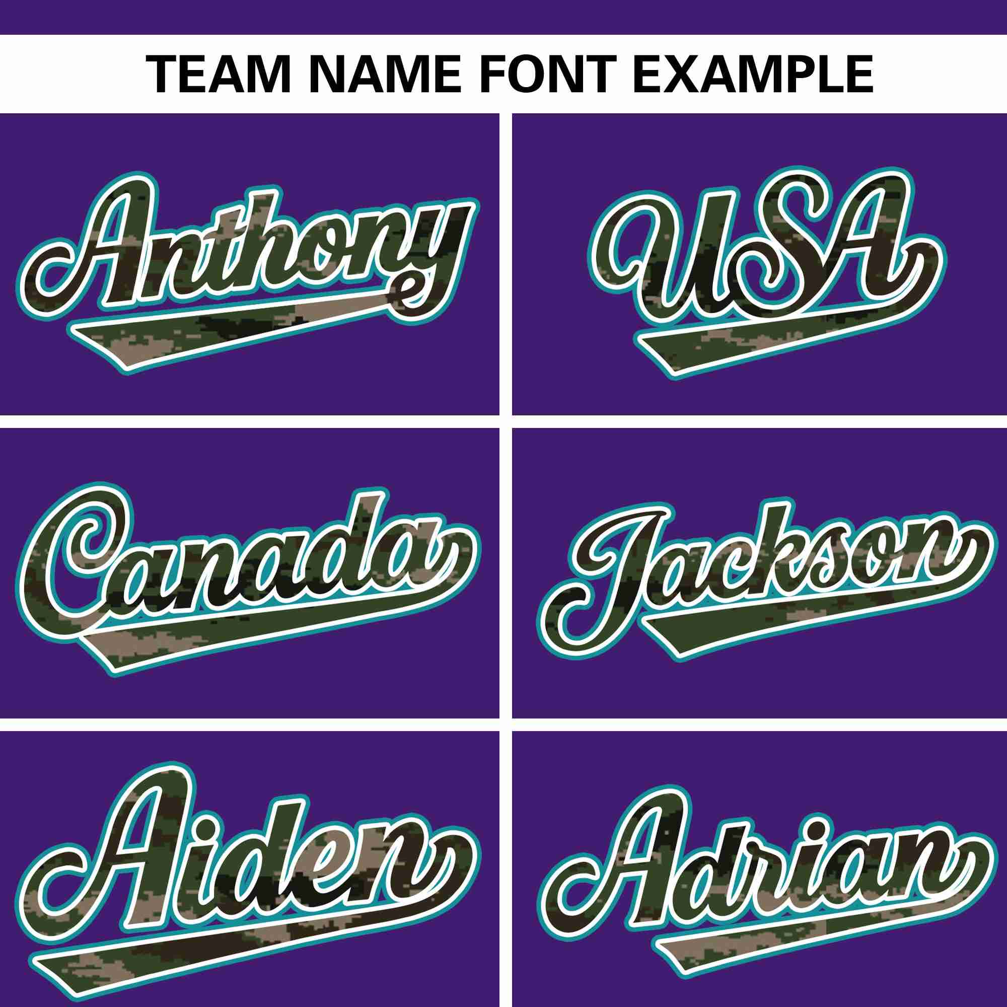 Custom Purple Personalized Camo Font Authentic Baseball Jersey