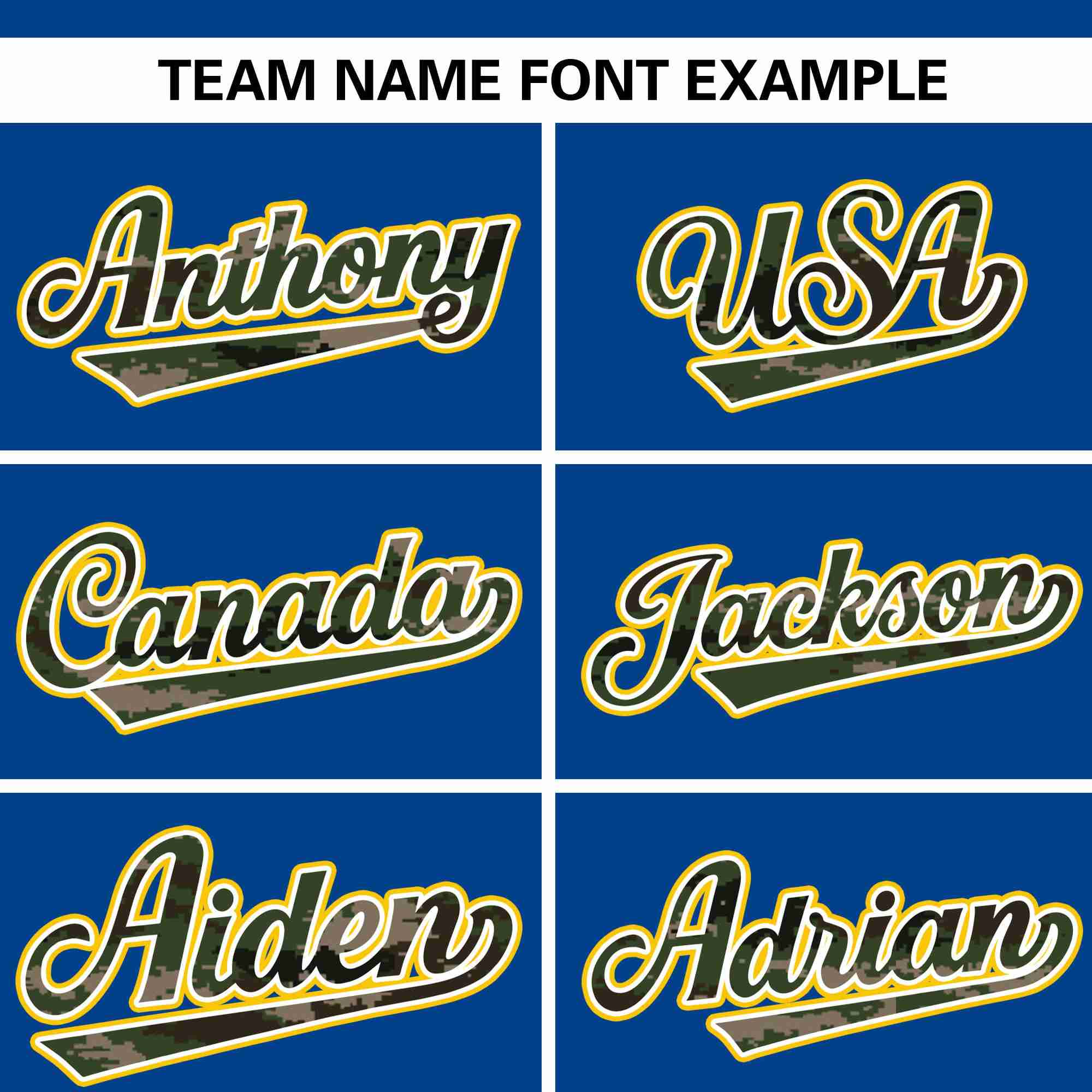 Custom Royal Personalized Camo Font Authentic Baseball Jersey