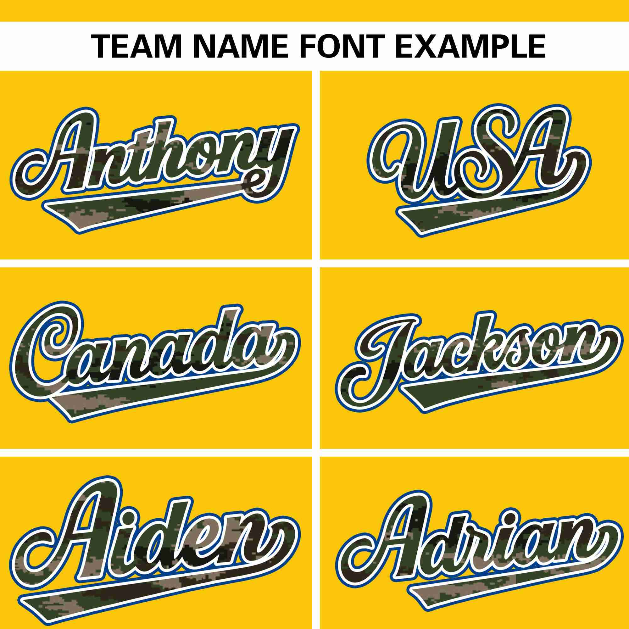 Custom Gold Personalized Camo Font Authentic Baseball Jersey