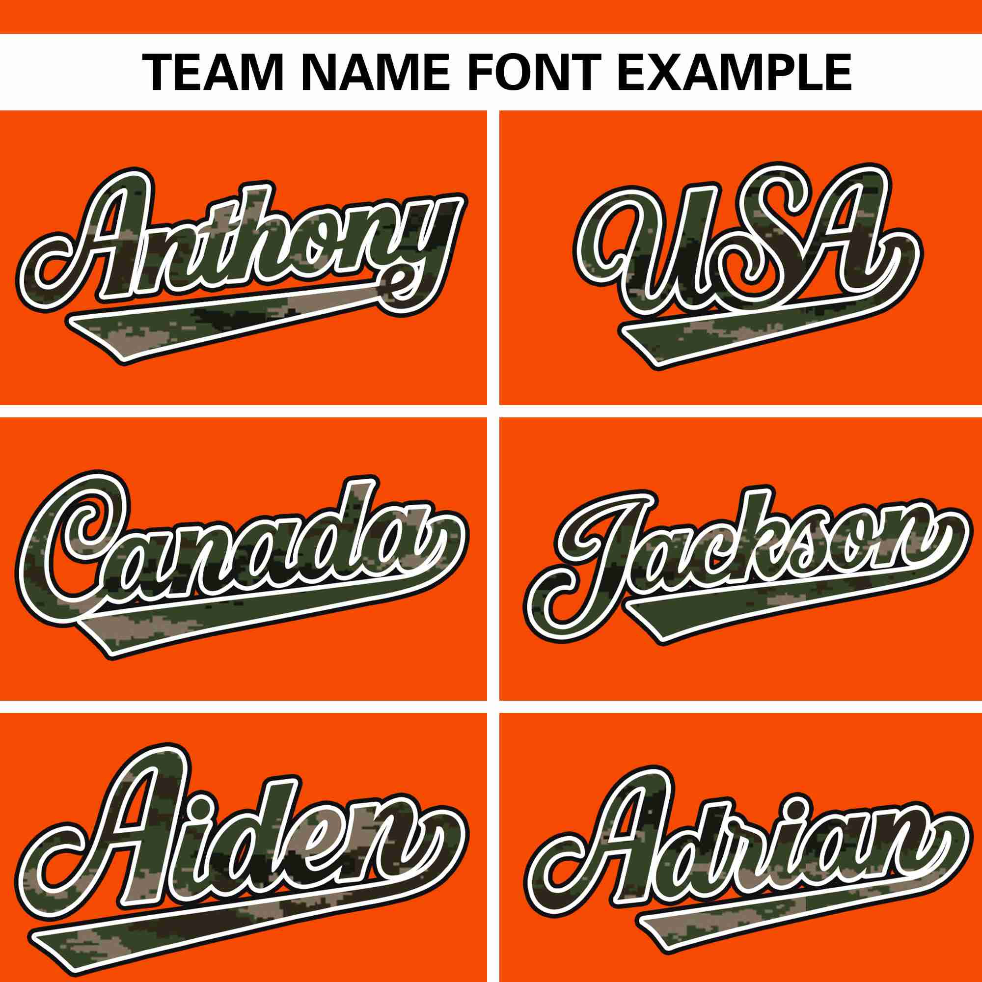 Custom Orange Personalized Camo Font Authentic Baseball Jersey