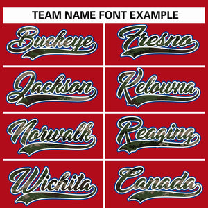 Custom Red Personalized Camo Font Authentic Baseball Jersey