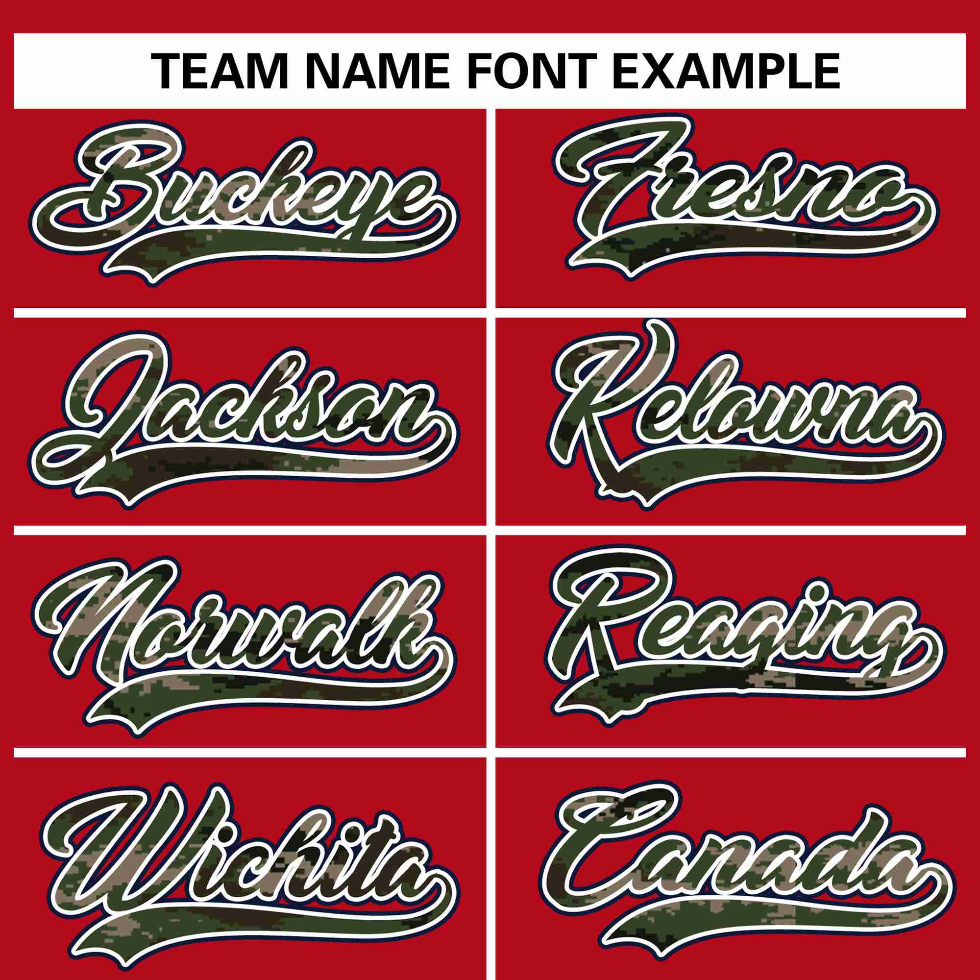 Custom Red Personalized Camo Font Authentic Baseball Jersey