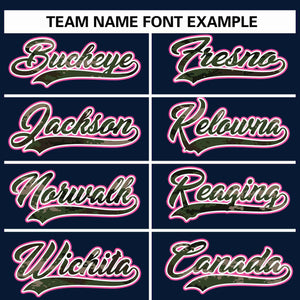 Custom Navy Personalized Camo Font Authentic Baseball Jersey