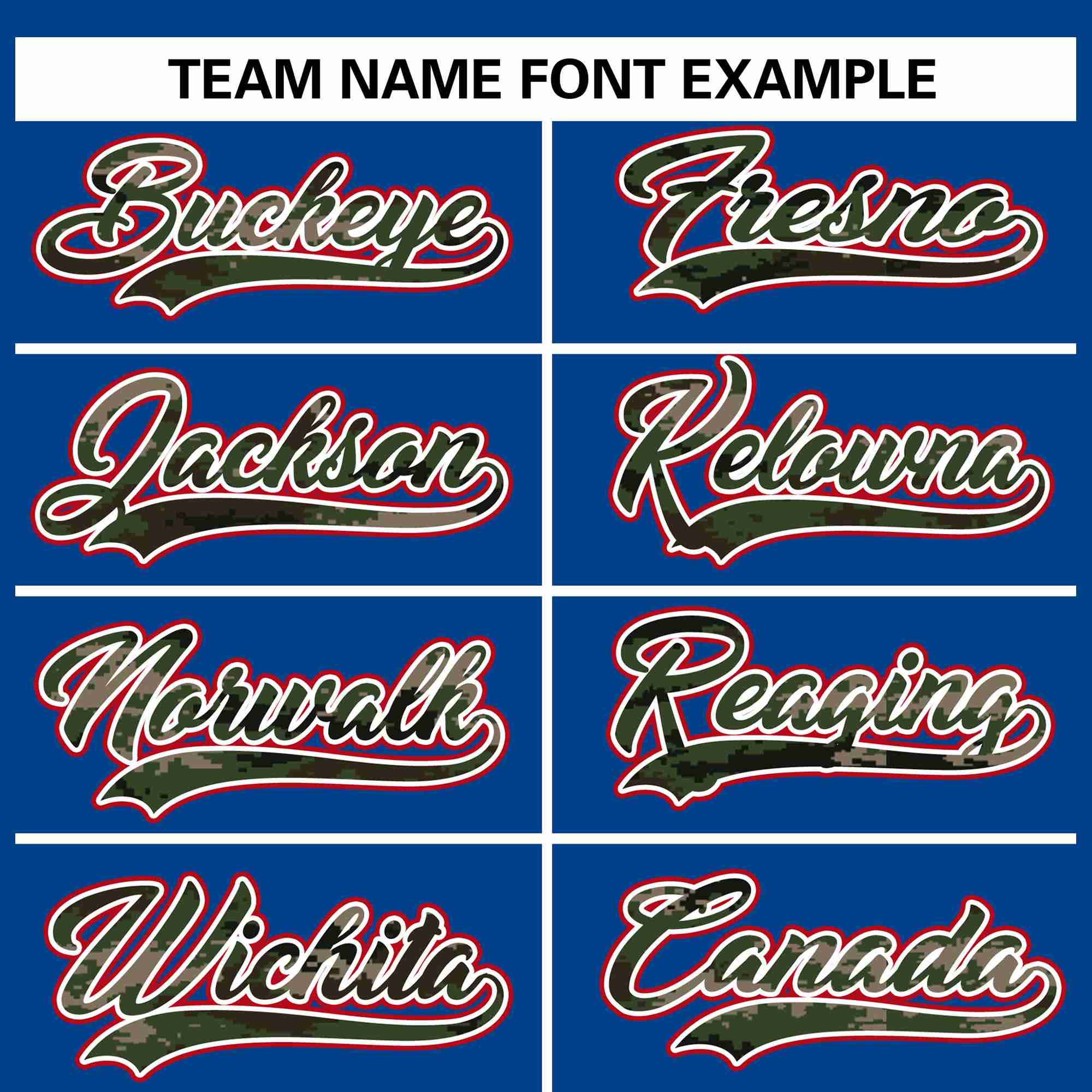 Custom Royal Personalized Camo Font Authentic Baseball Jersey