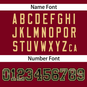 Custom Crimson Personalized Camo Font Authentic Baseball Jersey