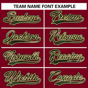 Custom Crimson Personalized Camo Font Authentic Baseball Jersey