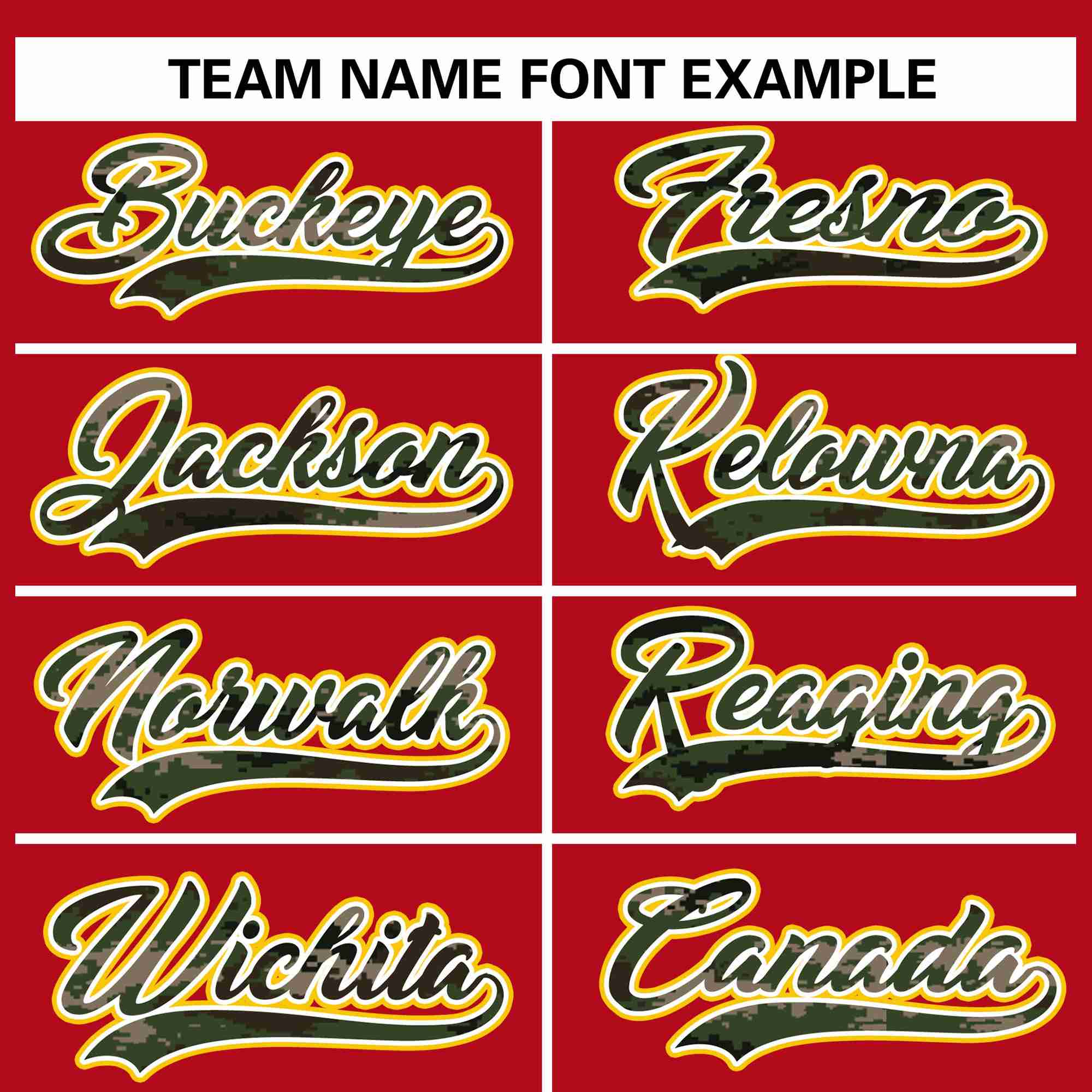 Custom Red Personalized Camo Font Authentic Baseball Jersey