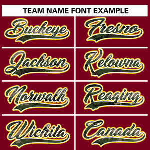 Custom Crimson Personalized Camo Font Authentic Baseball Jersey