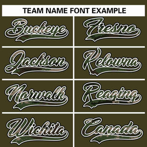 Custom Olive Personalized Camo Font Authentic Baseball Jersey