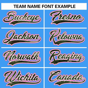 Custom Powder Blue Personalized Camo Font Authentic Baseball Jersey