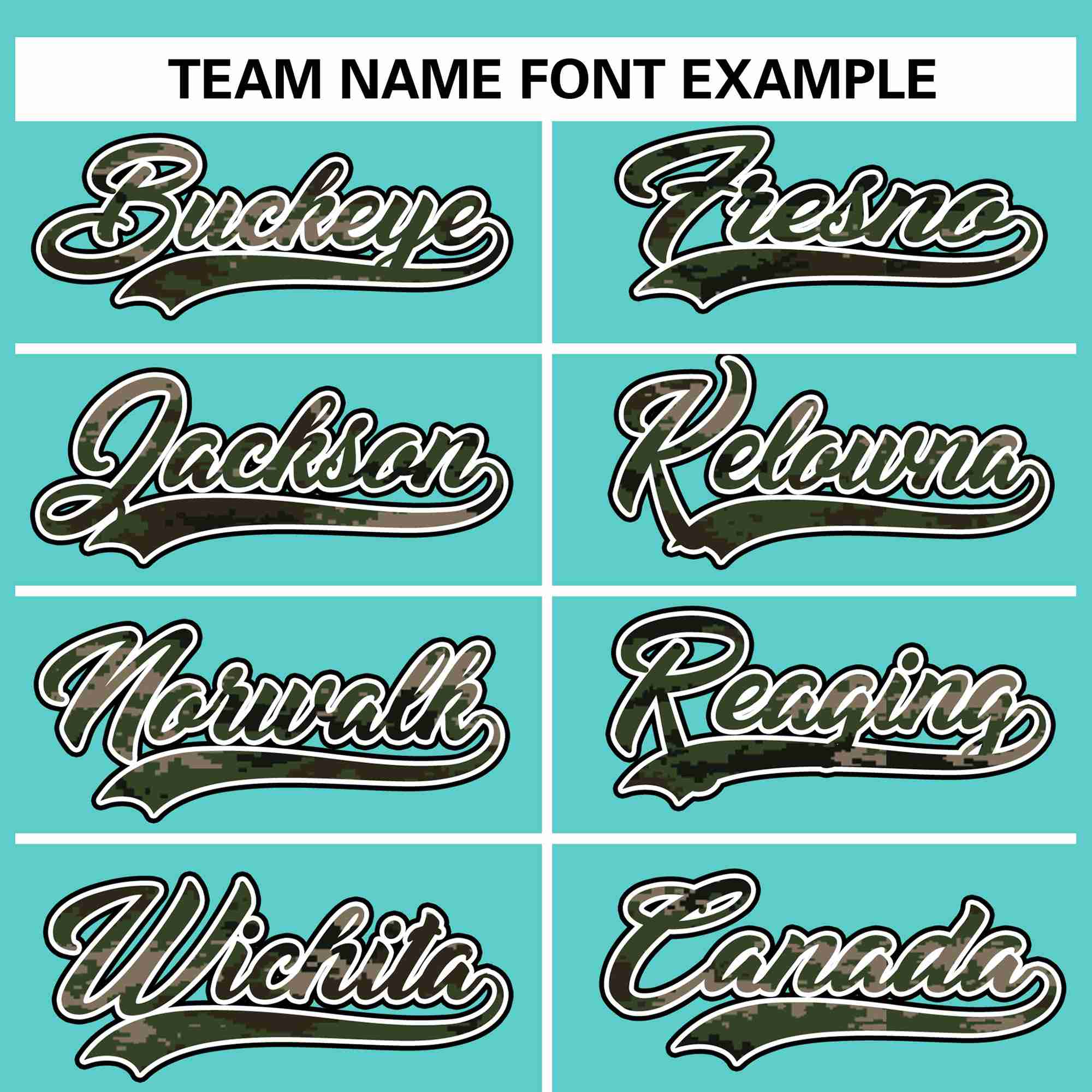 Custom Aqua Personalized Camo Font Authentic Baseball Jersey