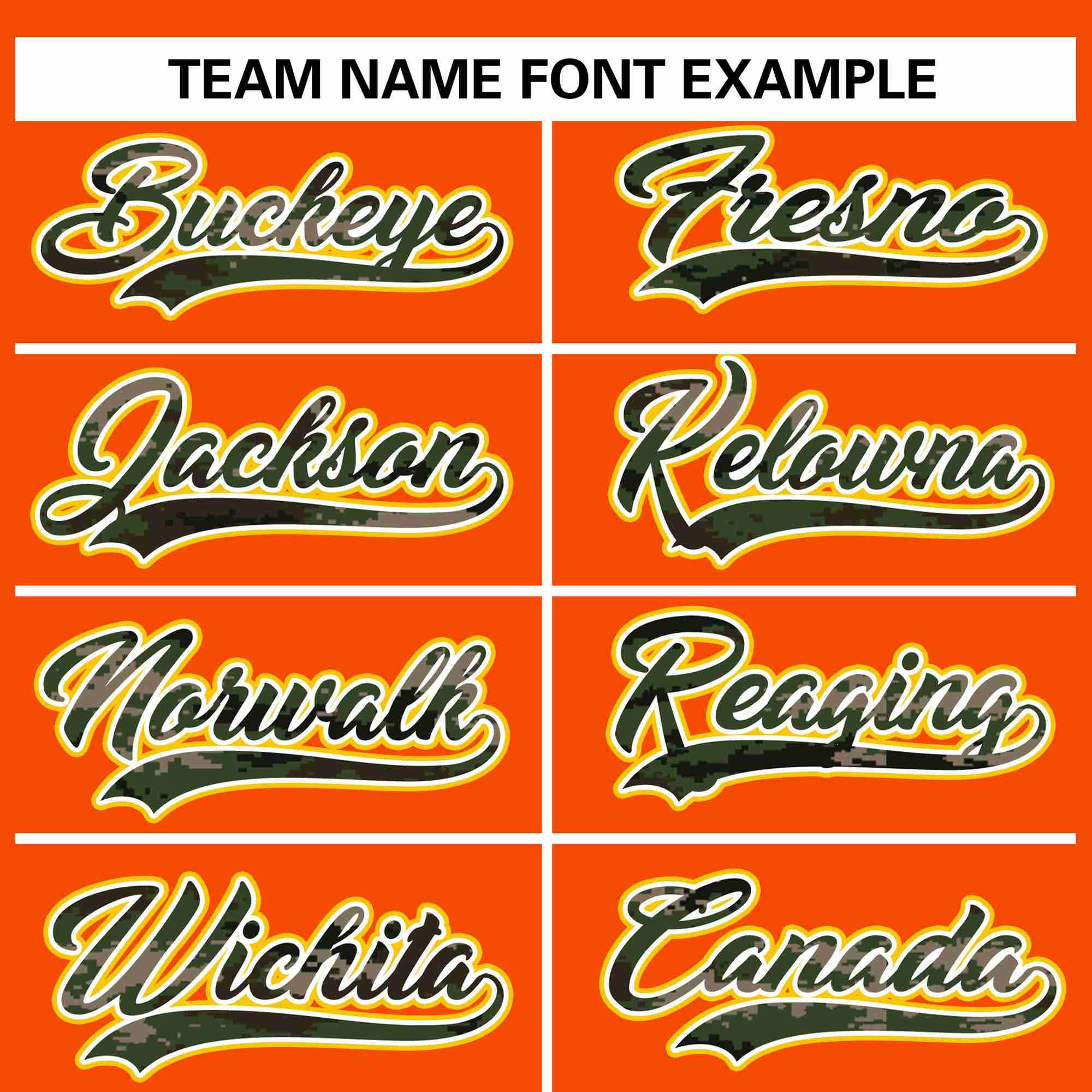 Custom Orange Personalized Camo Font Authentic Baseball Jersey