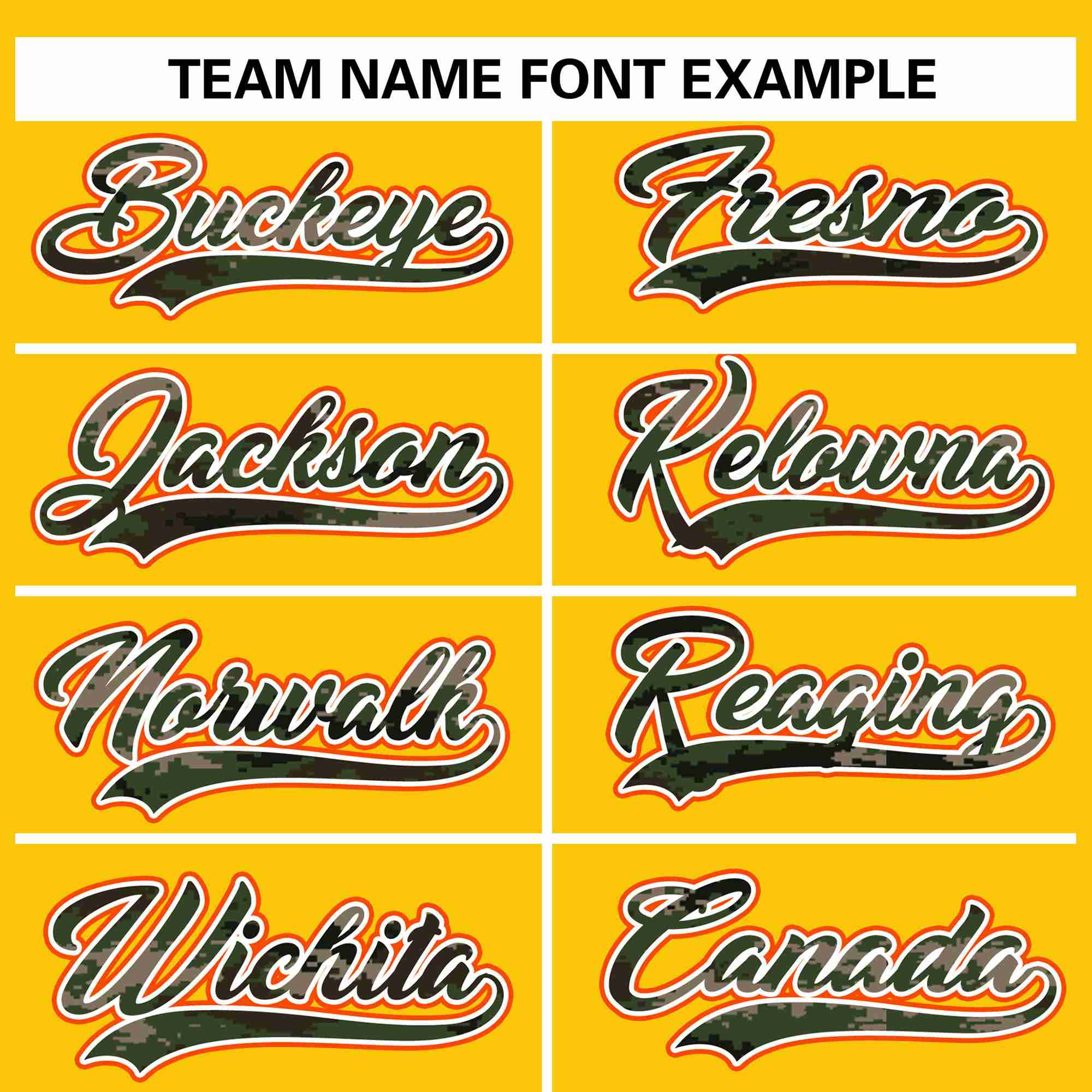 Custom Gold Personalized Camo Font Authentic Baseball Jersey