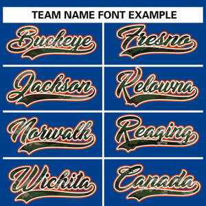 Custom Royal Personalized Camo Font Authentic Baseball Jersey