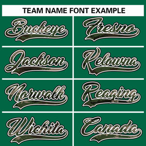 Custom Kelly Green Personalized Camo Font Authentic Baseball Jersey