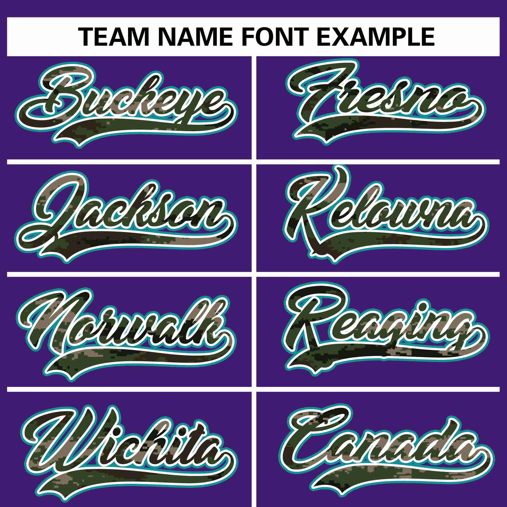 Custom Purple Personalized Camo Font Authentic Baseball Jersey